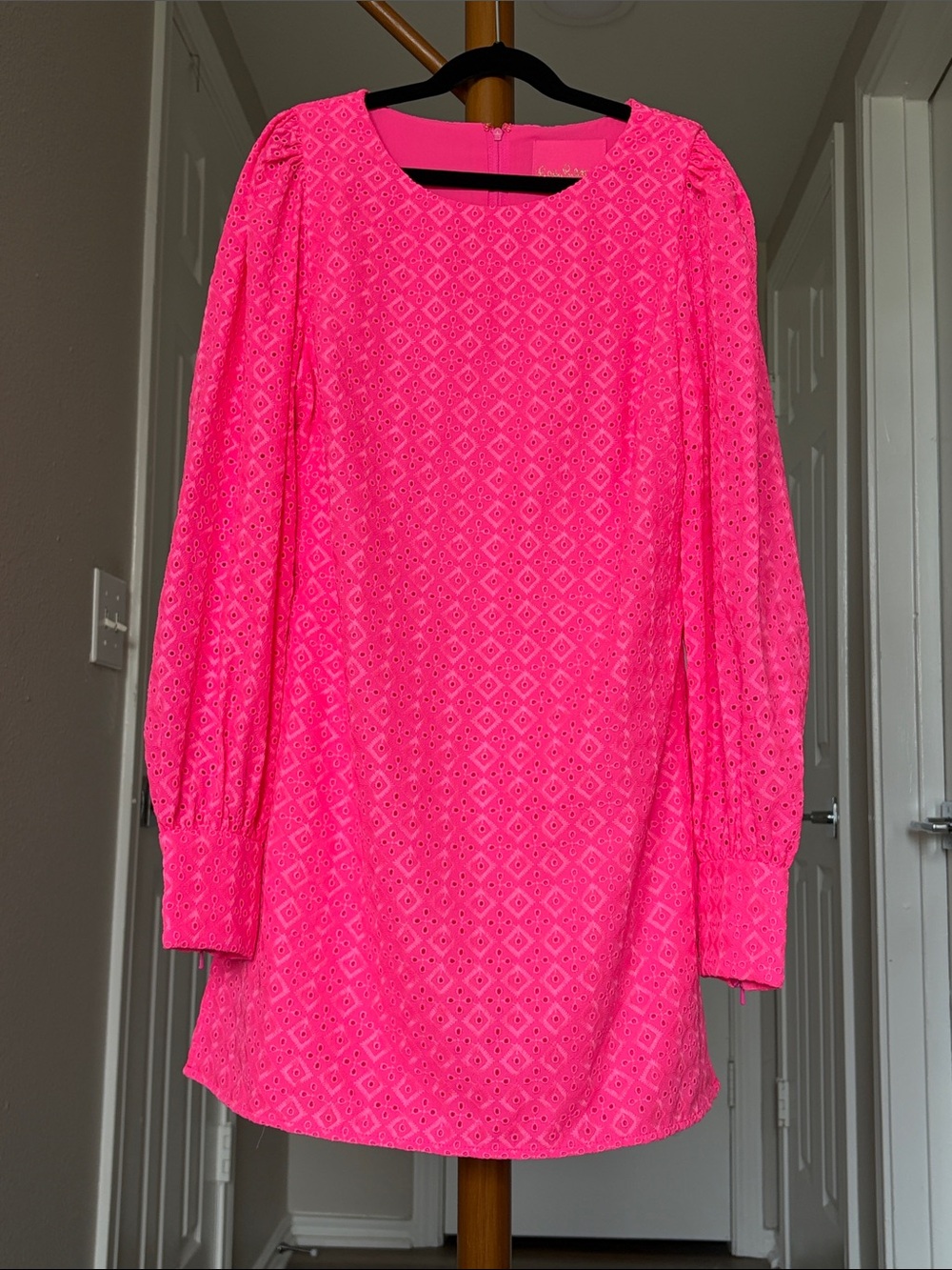 NWT Lilly Pulitzer Size 00 Aisha Romper Pink Isle Ditzy Diamond Poly Eyelet